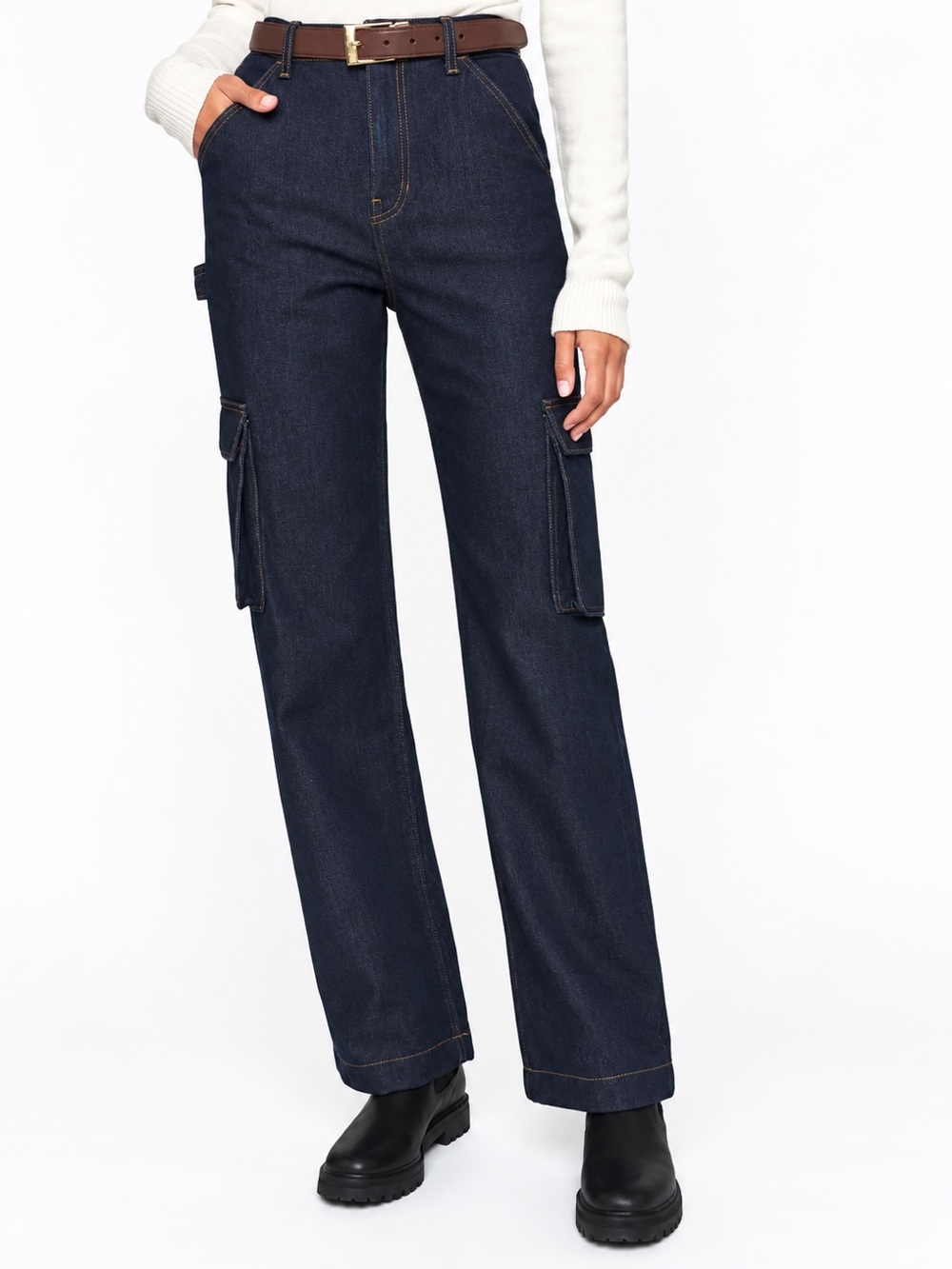 Reformation Wilder Cargo High Rise Wide Leg Jeans Dark Wash Fall Womens 27